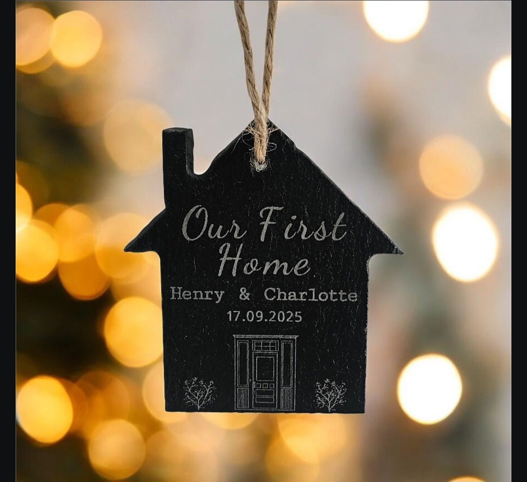 Personalised "Our First Home" Slate Ornament
